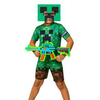 Fantasia Infantil Minecraft + Arminha Luz E Som Envio Já! em Oferta na Shopee