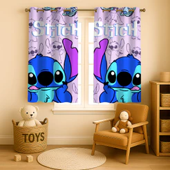 Cortina Lilo Stitch infantil estampas variadas tecido pronta entrega tamanho 2,00(L) X 1,50(A) bebê