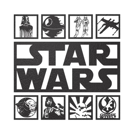 Quadro vazado Star Wars em MDF laminado 3mm preto