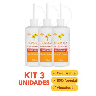 Kit com 3 Óleos de Girassol Dermaex 100ml – Cuidado Natural e Regenerador para a Pele em Oferta na Shopee