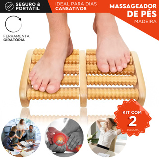 Massageador de Pés Madeira Natural | Terapia Relaxante Alívio para Dores, Estresse e Circulação - MZ em Oferta na Shopee