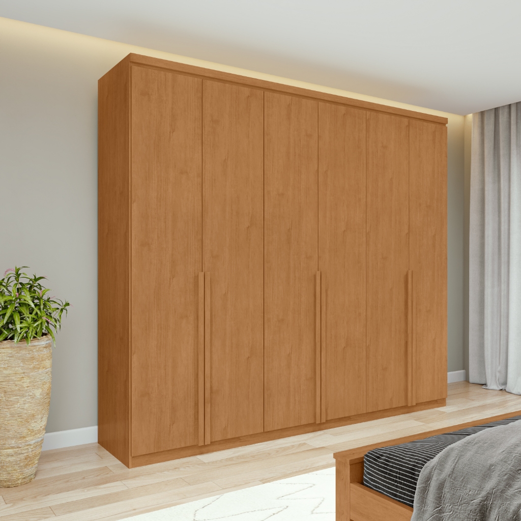 Guarda-Roupa Casal 100%MDF Alonzo 6 Portas 4 Gavetas Amêndoa Clean em Oferta na Shopee