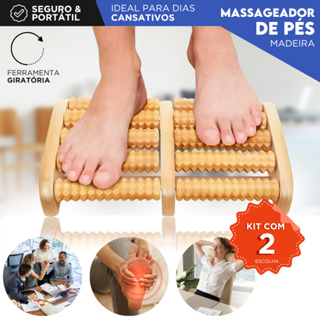 Massageador de Pés Madeira Natural | Terapia Relaxante Alívio para Dores, Estresse e Circulação em Oferta na Shopee