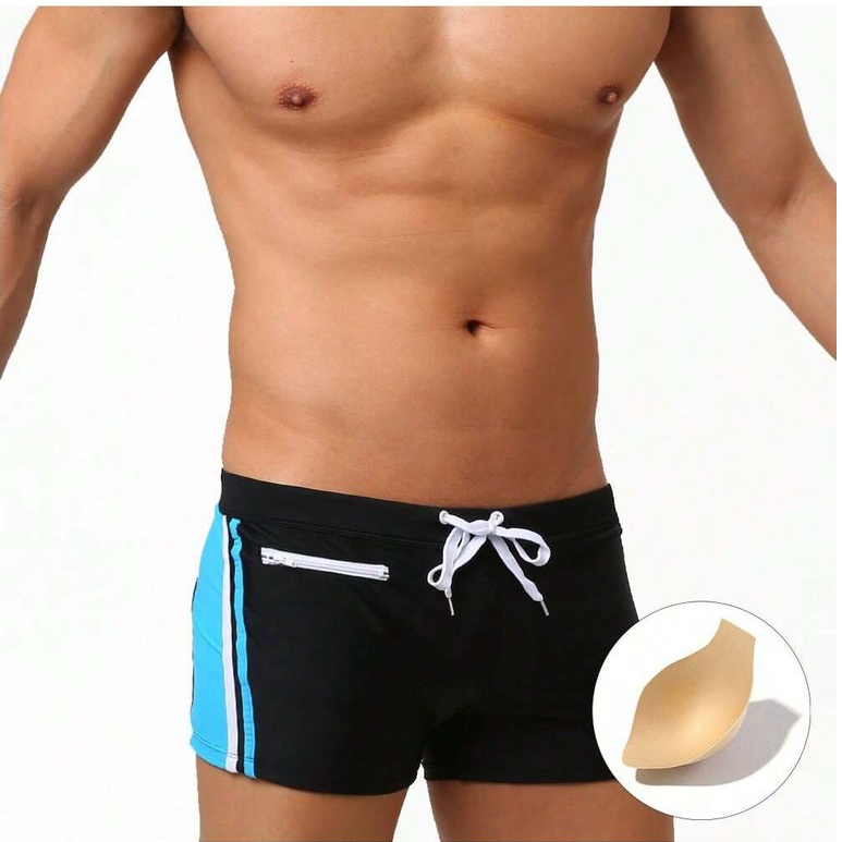 SUNGA masculino com bojo bolso acolchoado roupa de banho sexy  banho de sol surf  praia shorts