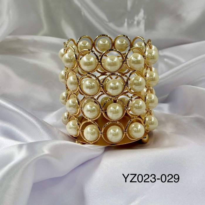 ✨ Porta-Pincéis/Porta-Vela Dourado com Pérolas – Elegância Clássica e Delicada YZ023-029 em Oferta na Shopee