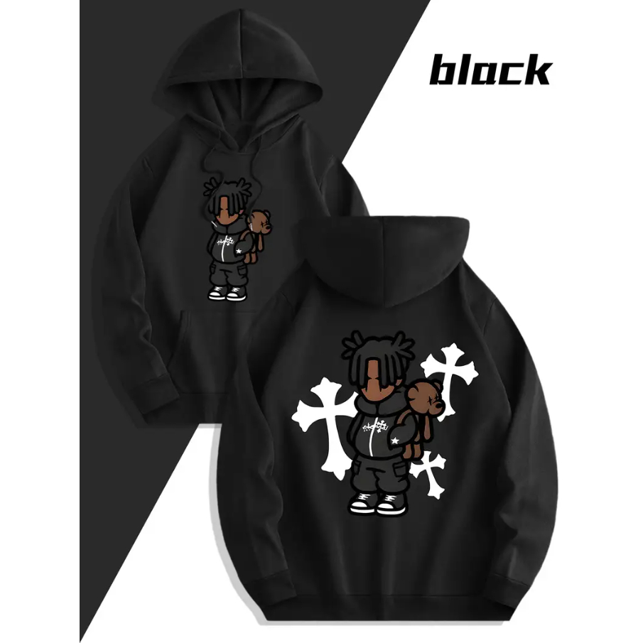 Casaco Moletom Blusão Estilo Streetwear Gangster Hip-Hop Menino da Cruz