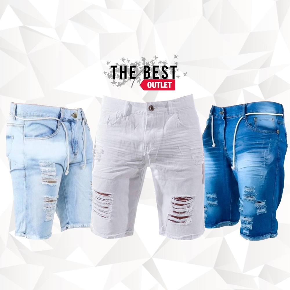 Kit com 3 Bermuda Jeans Masculina Shorts de Alta Qualidade Todas As Cores Disponíveis Envio Hoje