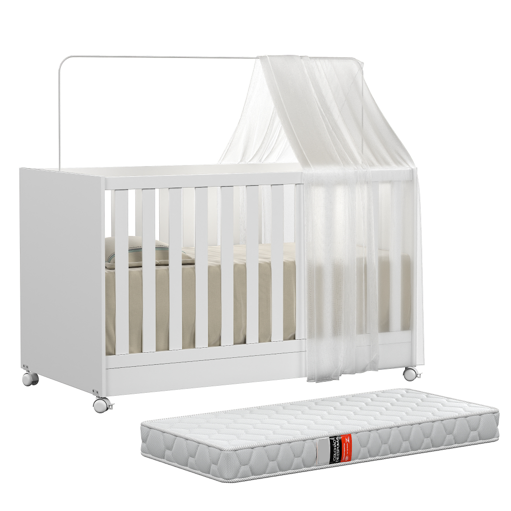 Berço Americano Doce Sonho Com Colchão E Grade Removível - Mom & Baby
