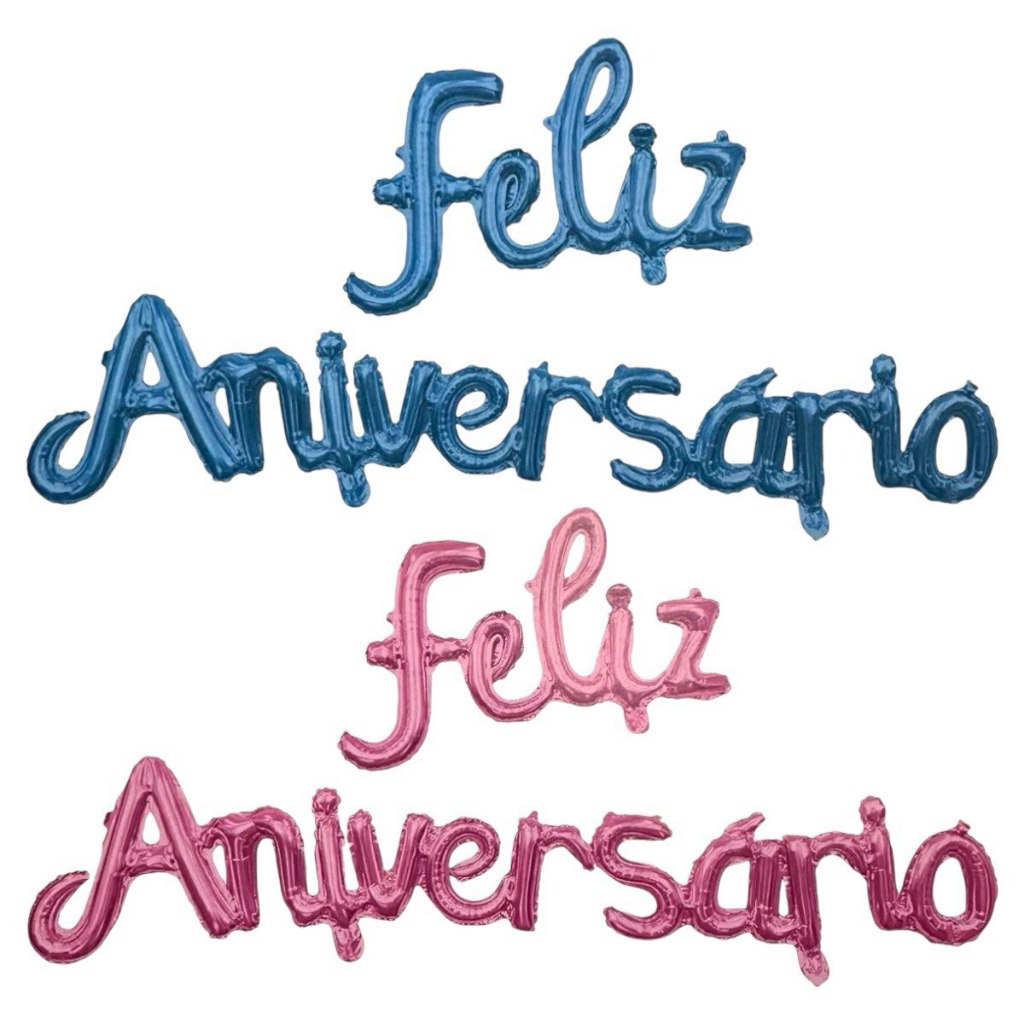Kit Balão Metalizado Letras Nome Feliz Aniversario Azul ou Pink - Festa Decoração Enfeite em Oferta na Shopee