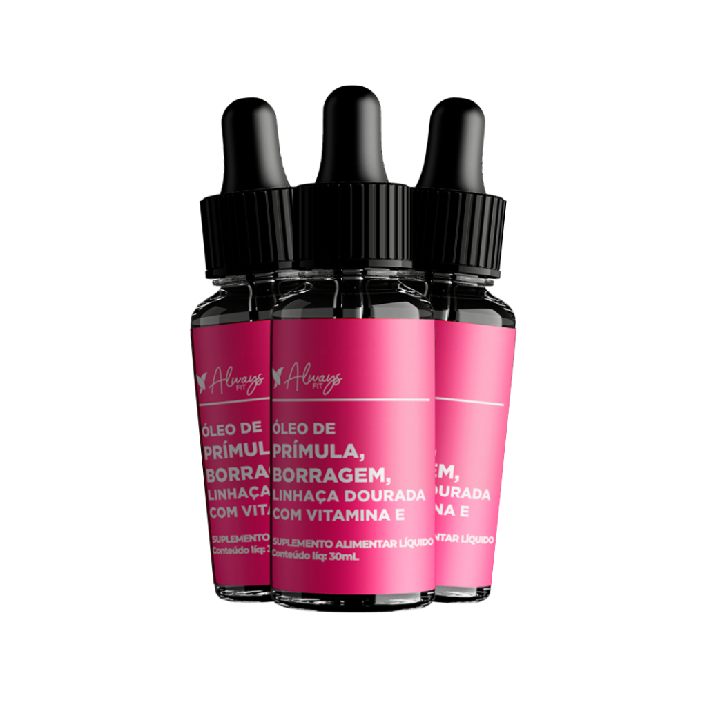 Composto Meno - AlwaysFit  - FemmeCalm - Óleos de Prímula, Borragem, Linhaça e Vitamina E - 3 Un