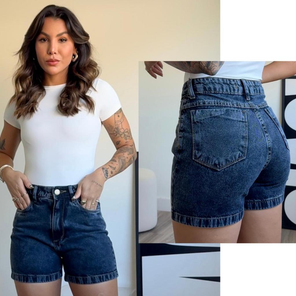 Short Jeans Feminino Mom Short Jeans Cintura Alta Sem Lycra Bermuda Jeans feminina