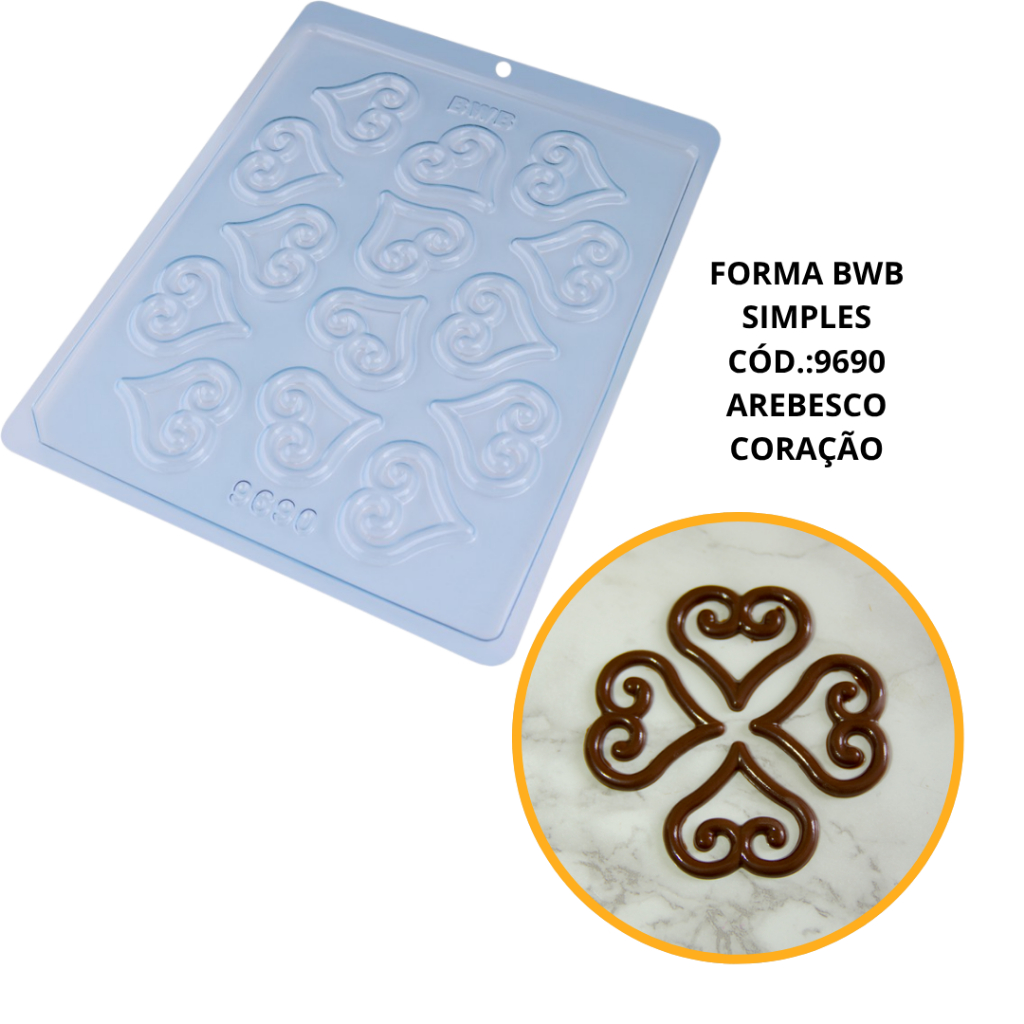 1~10 FORMA SIMPLES AREBESCO CORAÇÃO CÓD.:9690 (j6) EM ACETATO BWB PARA BOMBOM DOCES DE CHOCOLATE E CONFEITARIA.