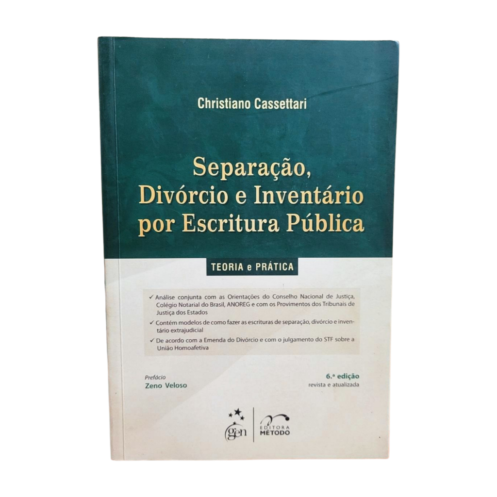 Livro: Separação, Divórcio e Inventario por Escritura Pública -Teoria e Prática Christiano Cassetari