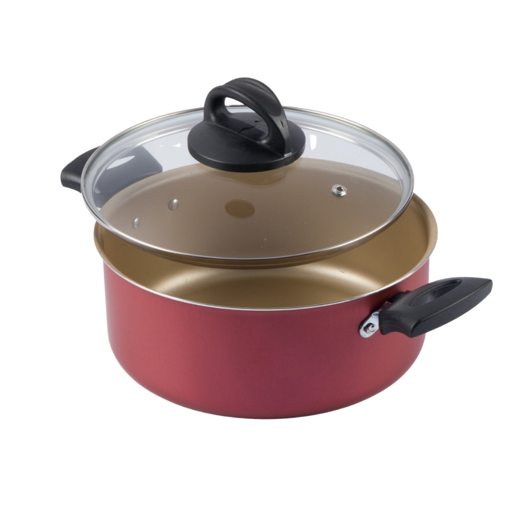 Caçarola Antiaderente Tampa Vidro 22Cm 3L Cereja Nacional - Home & Living
