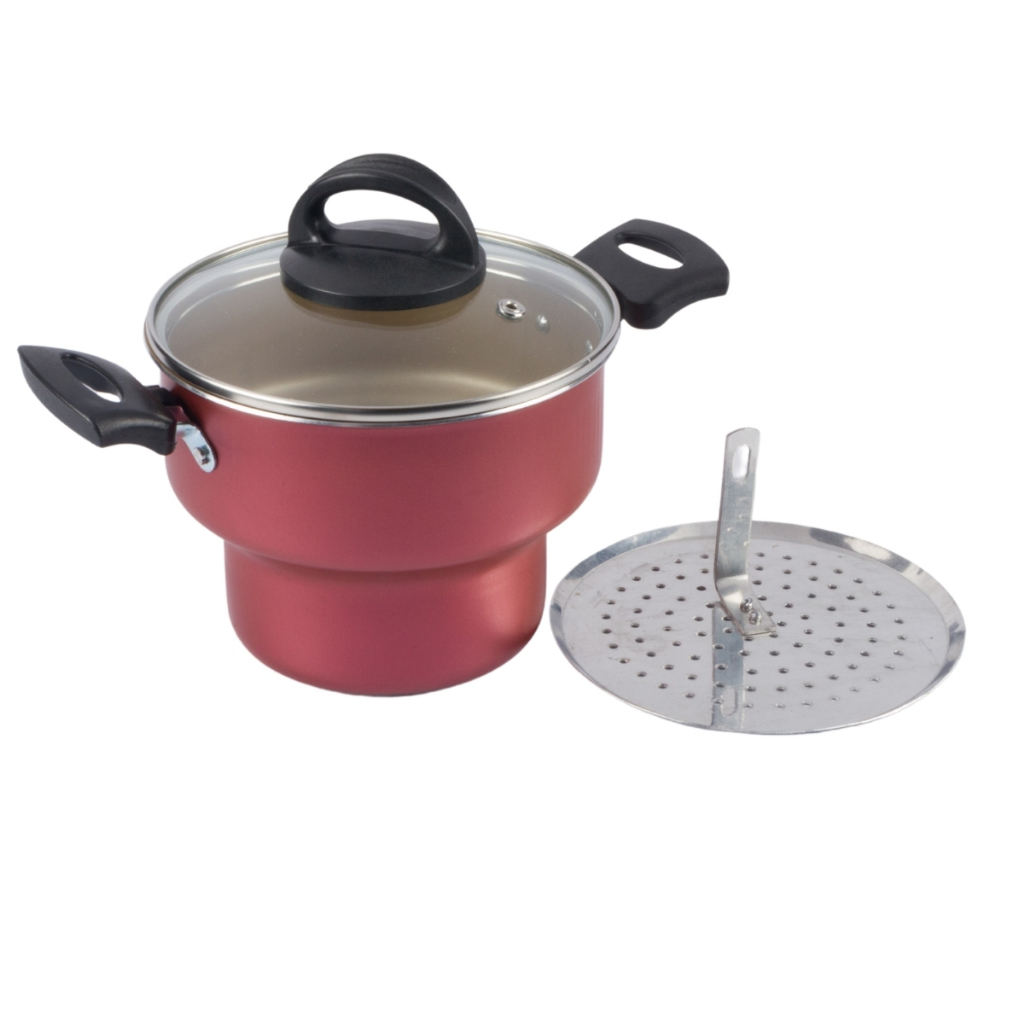 Cuscuzeira Antiaderente Tampa Vidro 16Cm Cereja Nacional em Oferta na Shopee