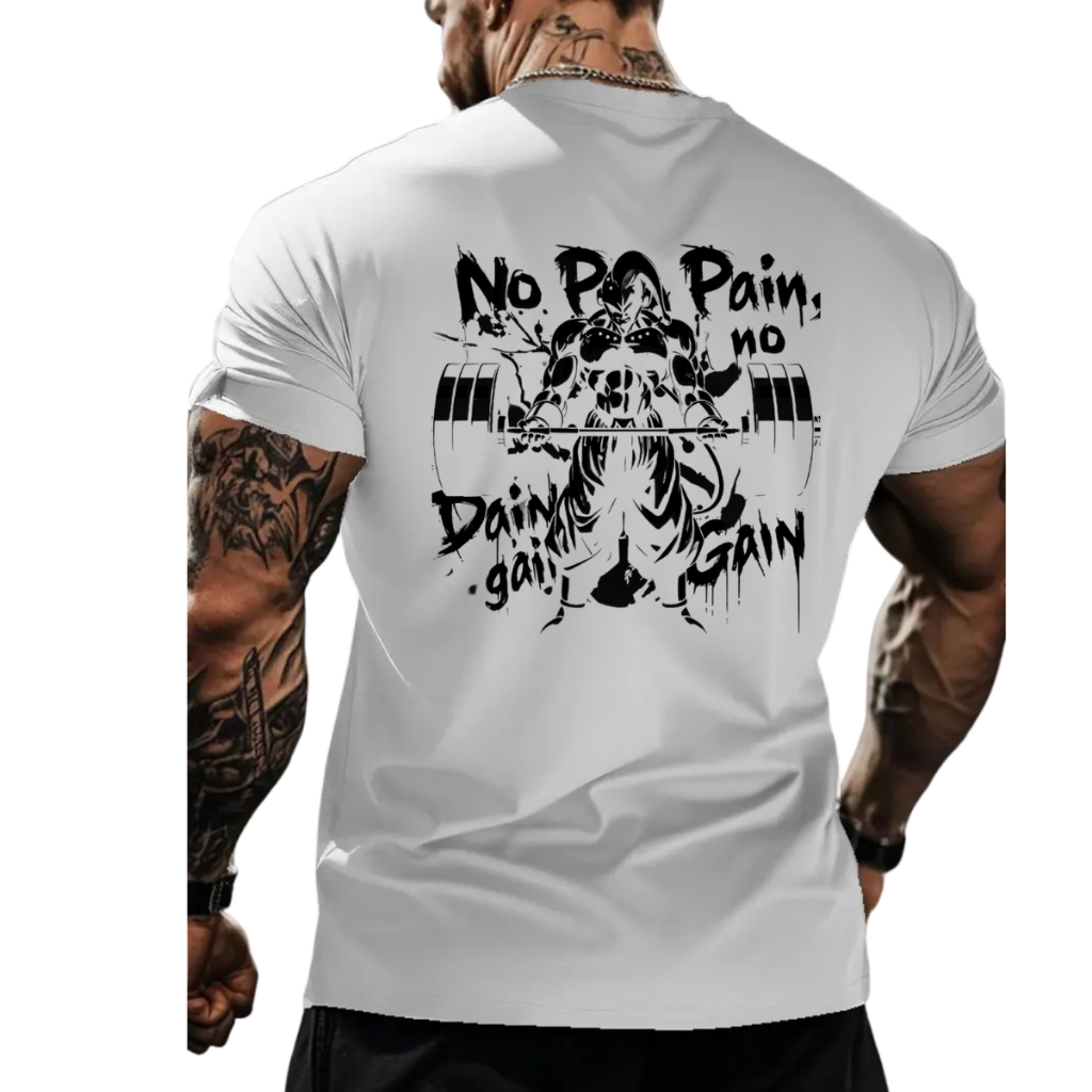 Camiseta Oversized No Pain No Gain Academia Treino Musculação Dor Dia a dia Casual Trabalho