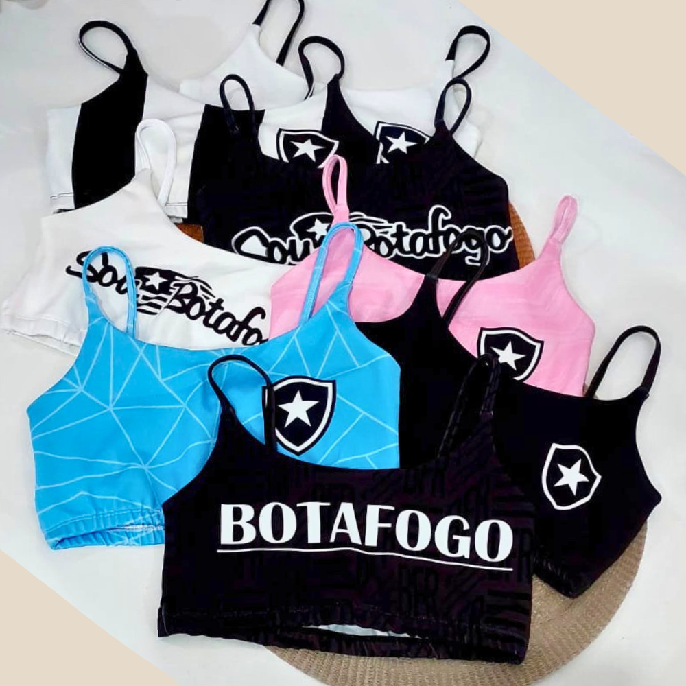 Top Botafogo Alcinha Frente Forrada Fogão Alvinegro Glorioso Sem Bojo Academia ESTHER