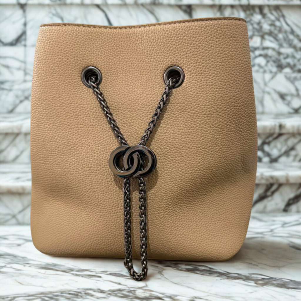Bolsa Feminina Bucket Bag Nude Couro Ecológico