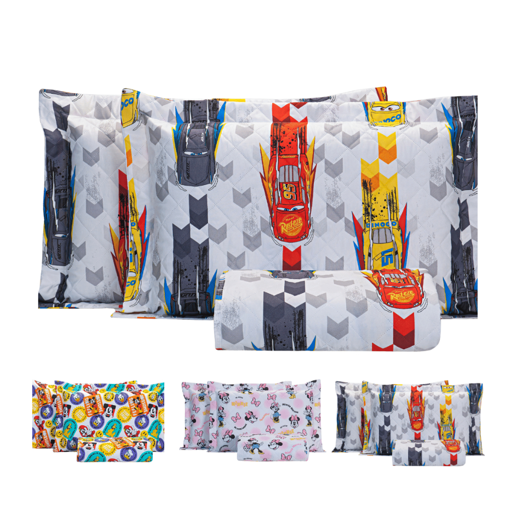 Cobre leito Disney Oficial Solteiro/Casal Carros Mickey Friends Minnie More - Com Porta Travesseiro em Oferta na Shopee