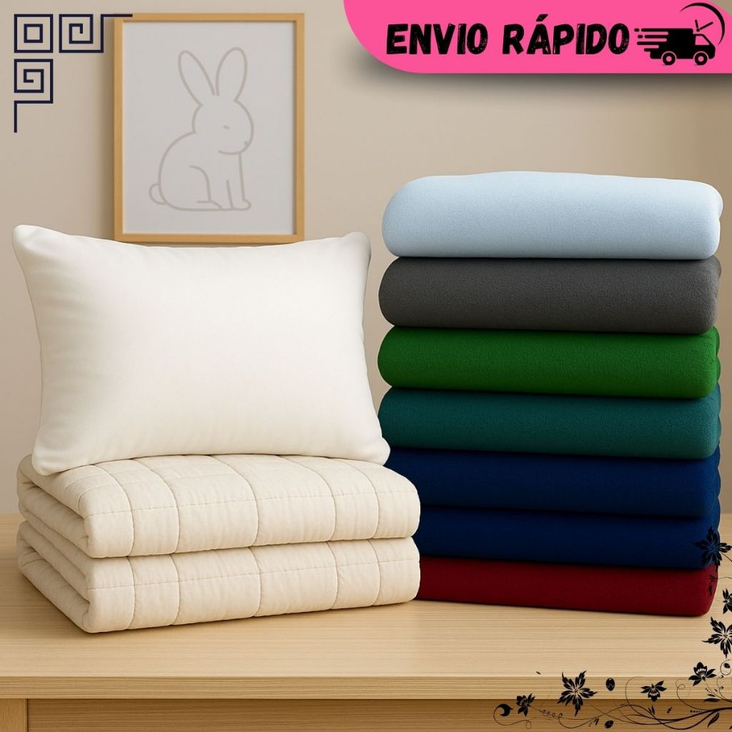 Kit Cobertor Manta + Travesseiro Hipoalérgico Toque Pluma de Ganso