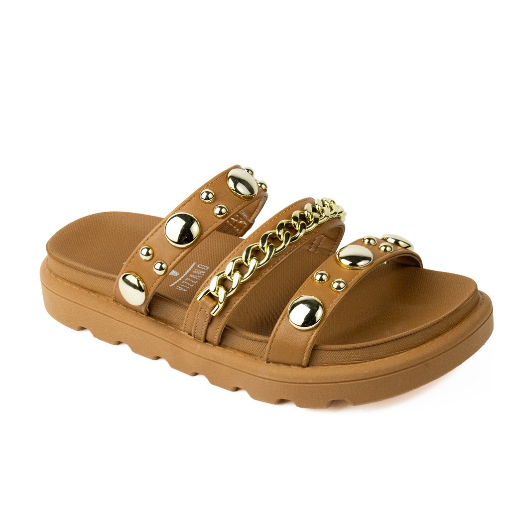 Sandália Vizzano Papete Feminina Tiras Tendência Moda 6510 Caramelo em Oferta na Shopee