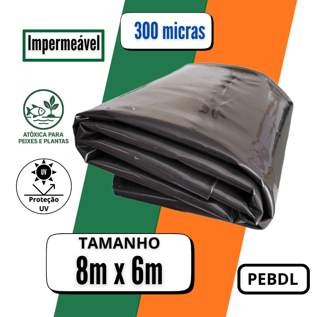 Lona 8x6 Para Lago Peixe Ornamental Geomembrana PEBDL 0,3mm 300 Micras