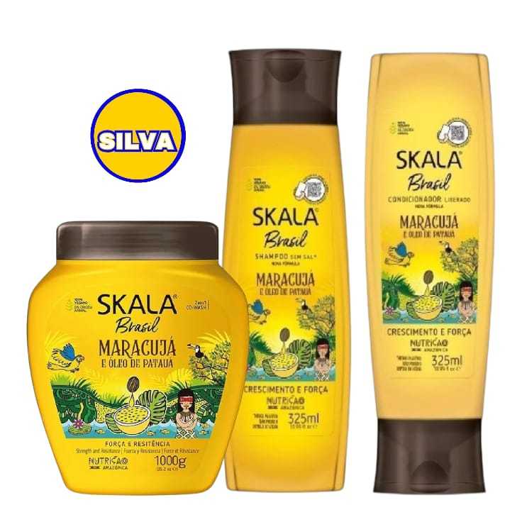 KIT SKALA BRASIL MARACUJÁ E ÓLEO DE PATUÁ SHAMPOO + CONDICIONADOR + CREME DE PENTEAR 1KG