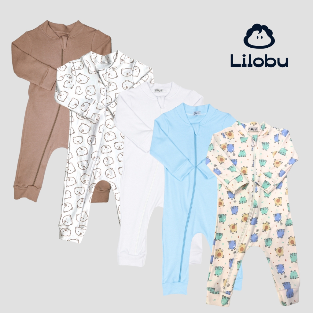 Kit macacão bebê Lilobu 100% Algodão suedine antialérgico 24007-K5