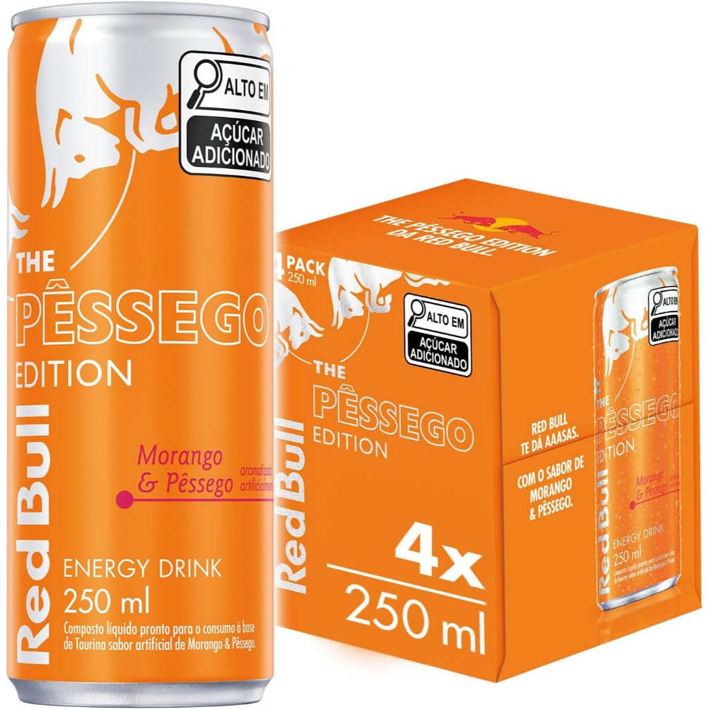 Red Bull The Summer Edition Morango e Pêssego 4 Unidades de 250ml em Oferta na Shopee