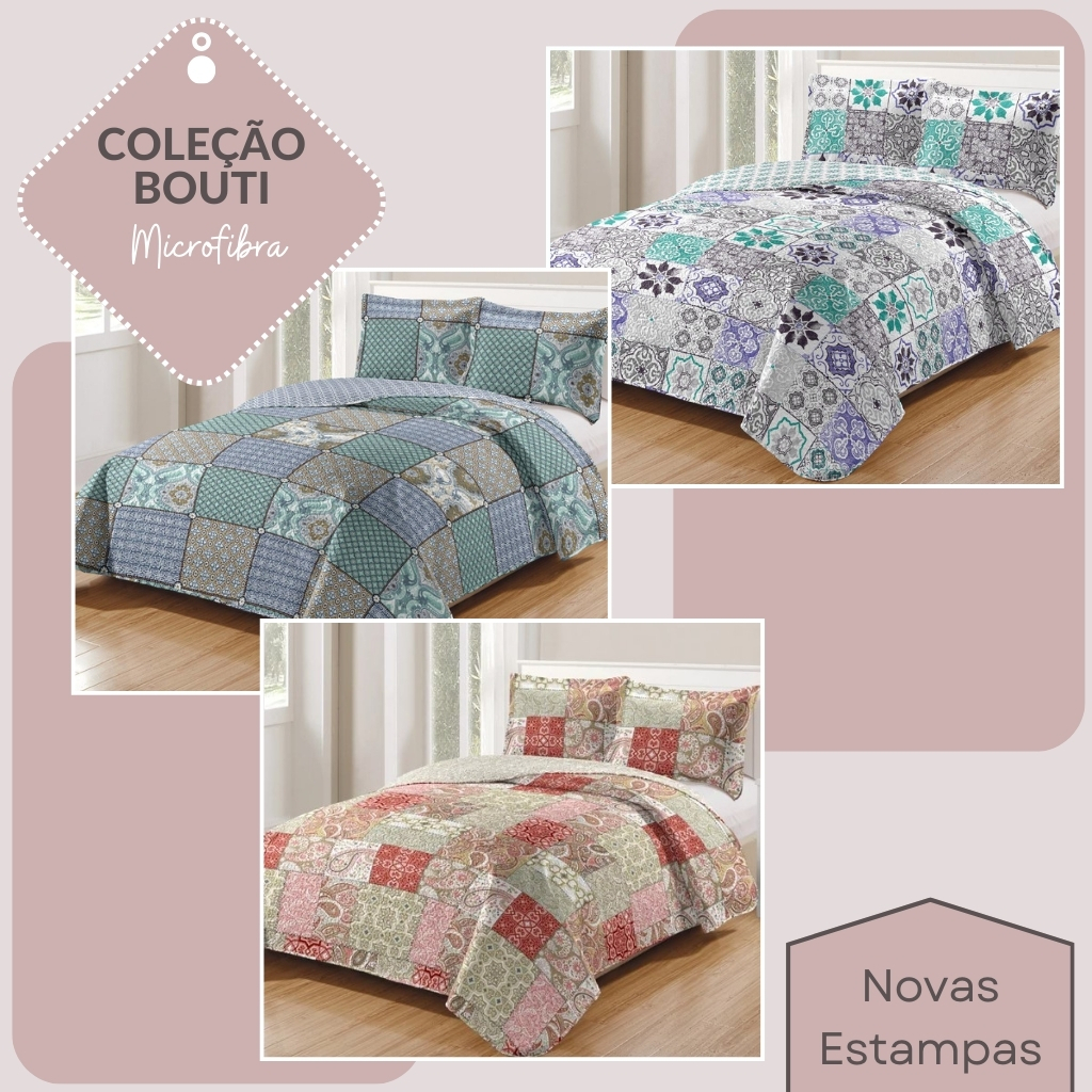 Kit Colcha Cobre Leito Casal Queen - Padrão -King - Solteiro Bouti Premium Dupla face Ultr...