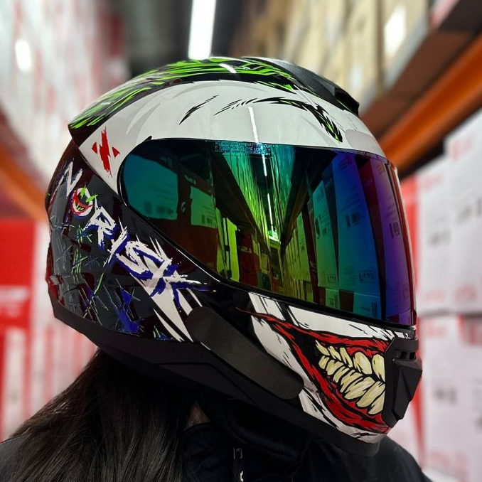 CAPACETE NORISK RAZOR JOKER CORINGA ORIGINAL PALHAÇO EDIÇÃO NOVA + SUPER BRINDE MASCULINO FEMININO SPEEDMAX JASON TOP em Oferta na Shopee