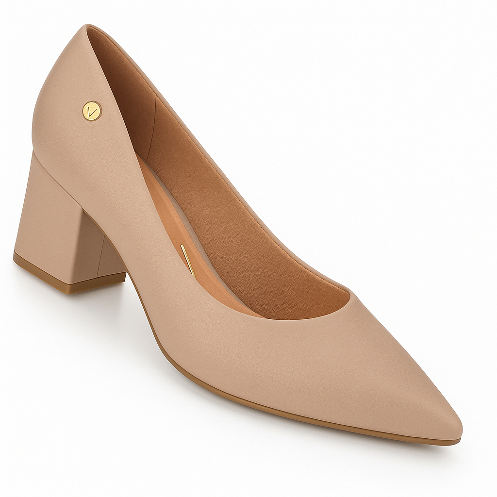 Scarpin Vizzano Salto Médio Bloco Sapato Confortável 1220.315 Bege em Oferta na Shopee