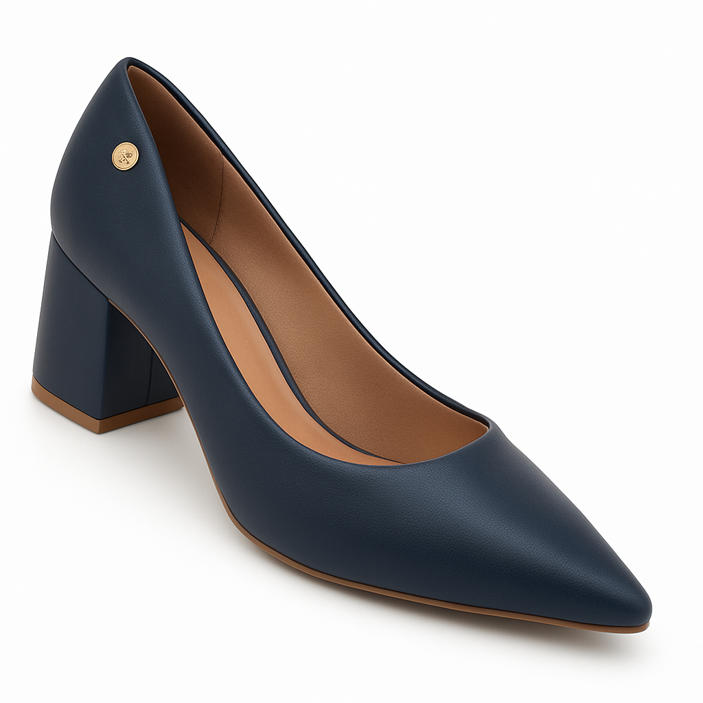 Scarpin Vizzano Salto Médio Bloco Sapato Confortável 1220.315 Azul Marinho