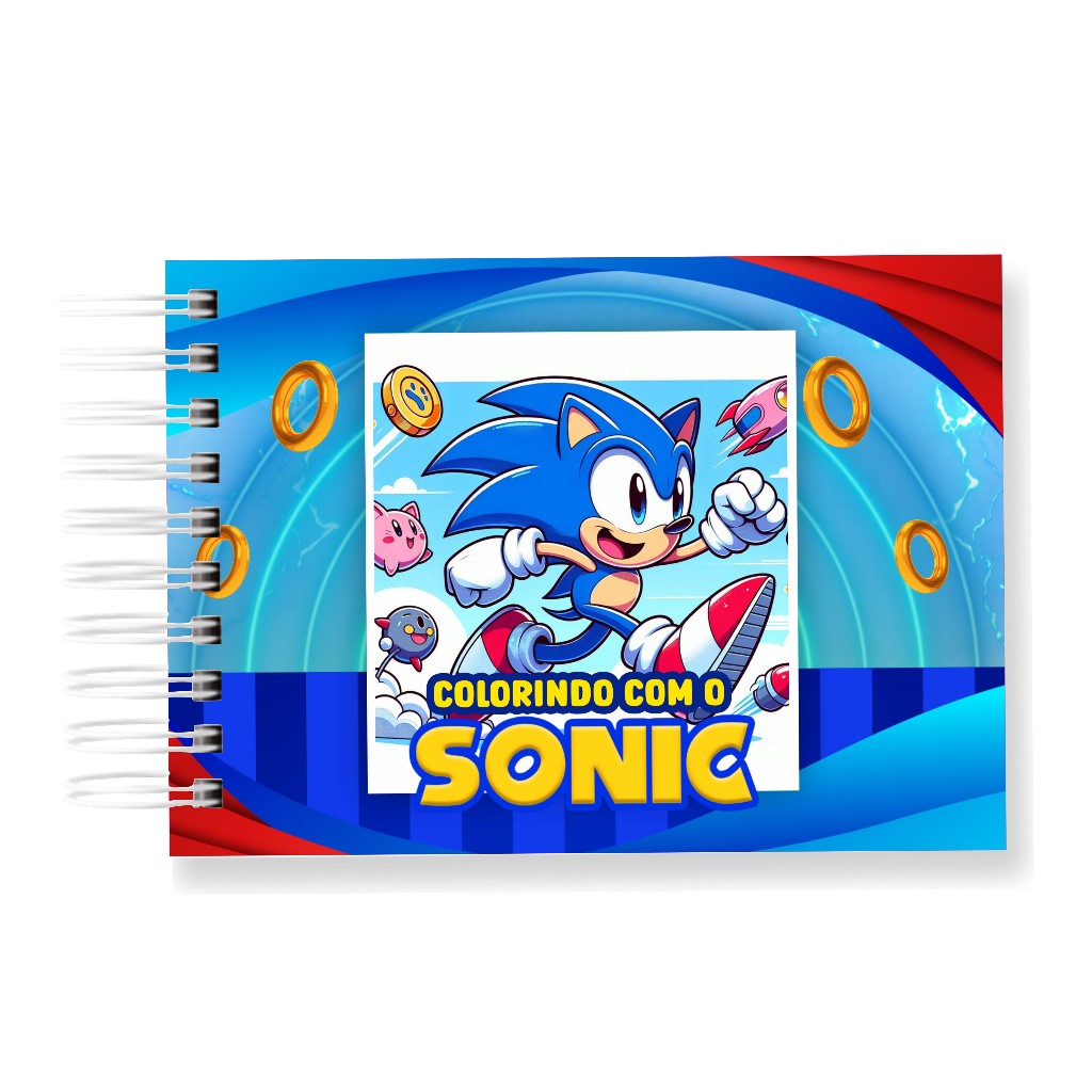 Livro de Colorir Sonic 50 Folhas 180G Caderno de Desenho   SEM PERSONALIZAÇÃO em Oferta na Shopee