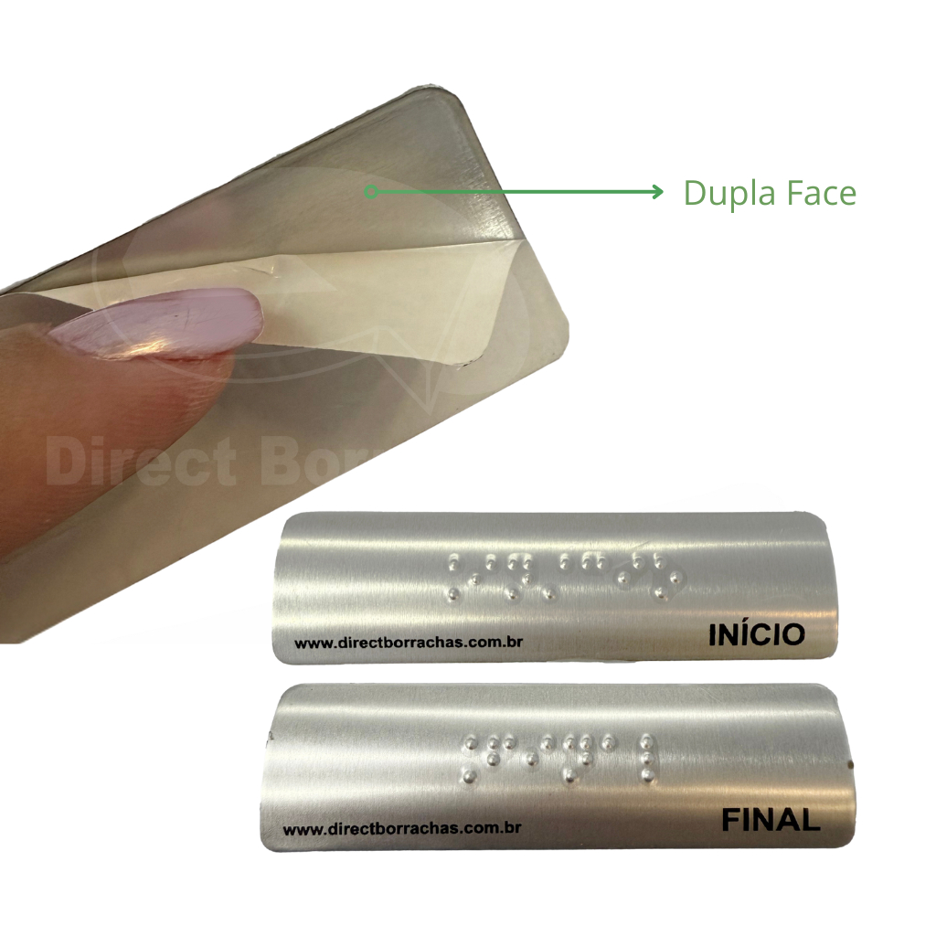 Kit 10 Placas Corrimão Autocolantes em Braille (5 Início/5 Final) - 10x03cm em Oferta na Shopee