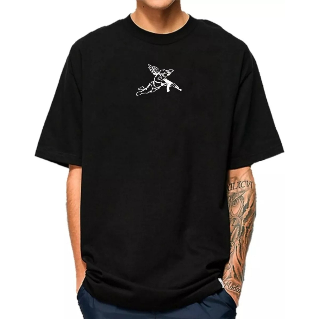 Camiseta Masculina Oversized Camisa Streetwear Angel 100% Algodão