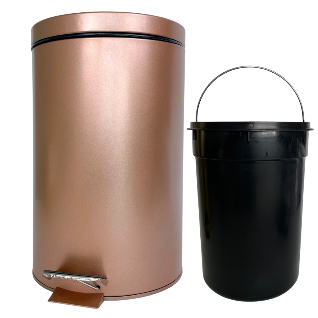 Lixeira 20l Rosê Gold Premium Cesto de Lixo com Pedal Banheiro Cozinha Casa Golden