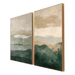 Kit 2 Quadros Decorativos 40x60 Moldura Abstrato Moderno Grande Para Sala