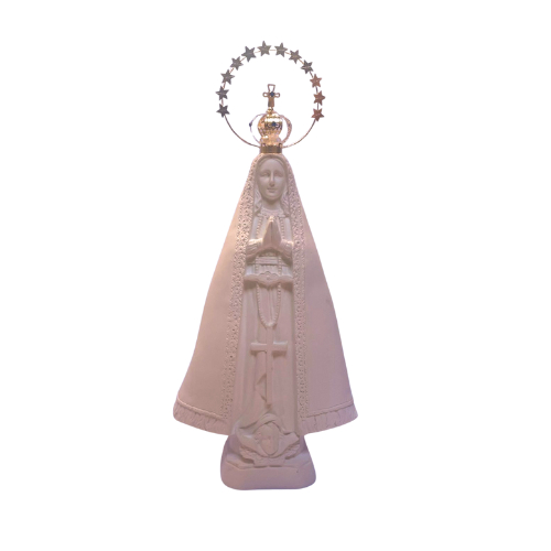 Imagem Nossa Senhora Aparecida 35cm Gesso Cru com Coroa Folheada Ideal para Artesanato