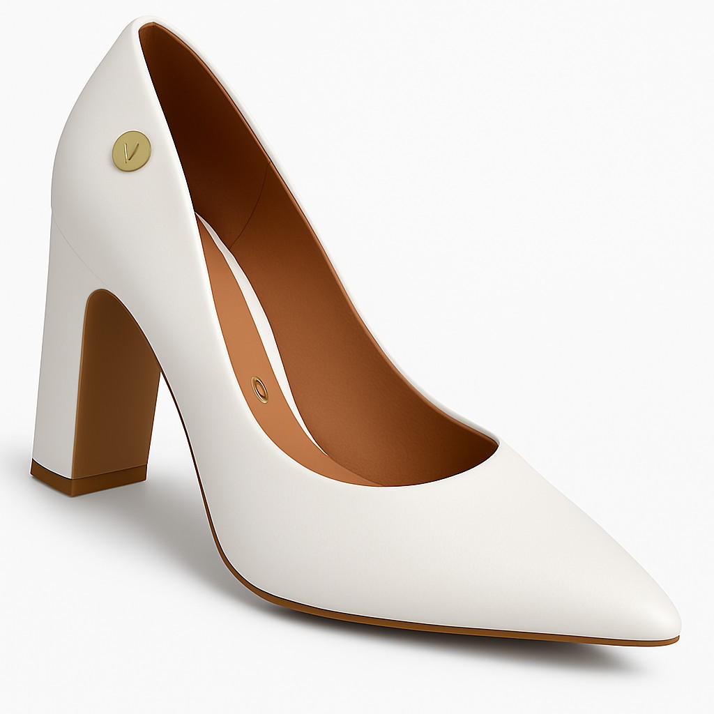Sapato Scarpin Vizzano Salto Alto Bloco Confortável 1285 Branco em Oferta na Shopee