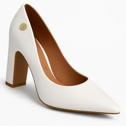 Sapato Scarpin Vizzano Salto Alto Bloco Confortável 1285 Branco