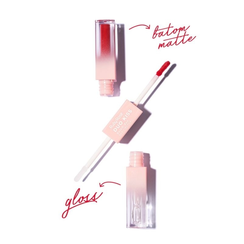 Ruby Rose Linha Rosa Batom Duo Kiss longa duração e alta pigmentação