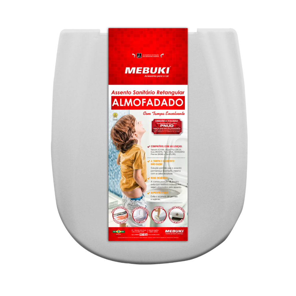 Assento Sanitário Almofadado Retangular Cinza Claro Vogue Plus Para Vaso Deca 1.6gpf 6.0lpf