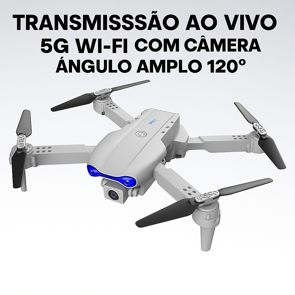 Drone KK5 Profissional com Câmera HD WiFi 1080p Estável Voo 360 Super Rápido com Acessórios Completo