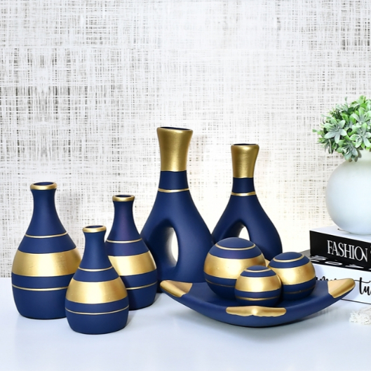 Enfeite rack sala Conjunto 9 Peça Jogo cerâmica Kit Trio Vaso decorado mesa natal Conjunto Decorativ