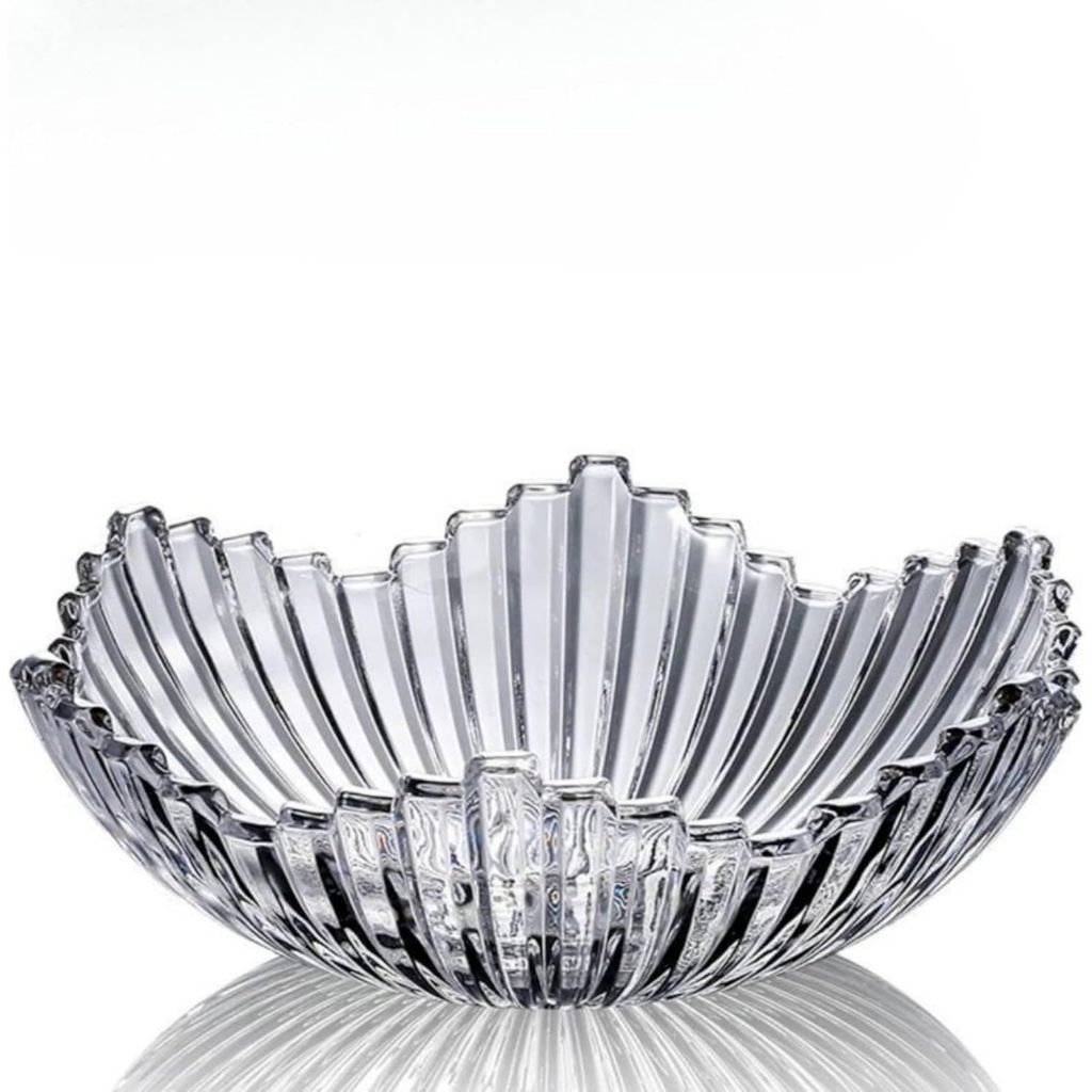 Fruteira de Cristal Redonda Decoração 29CM Centro de Mesa de Luxo Tigela de Vidro para Guardar Fruta