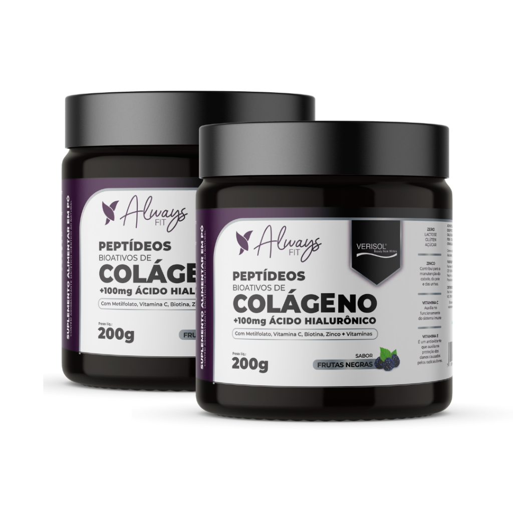 Colágeno Verisol Peptídeos Bioativos, 100mg Ácido Hialurônico, Metilfolato, Fibras + Vitaminas e Minerais - 2 Unidades