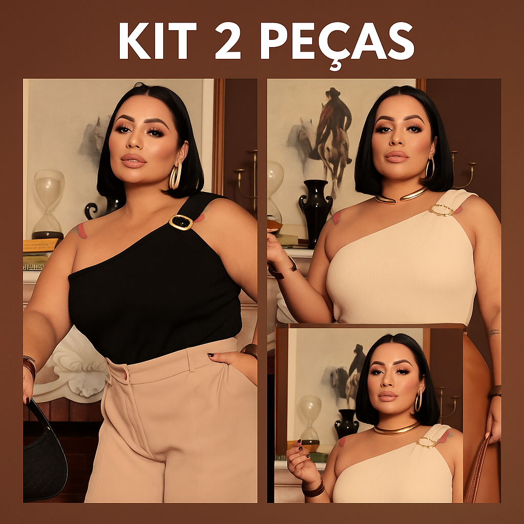 Kit 2 Body Feminina Suplex plus size  Com Fivela Ombro Só Mula Manca Verão 2025 Luxo P050