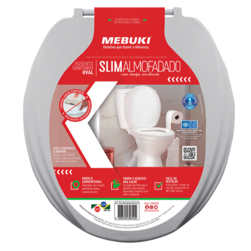 Assento Sanitário Almofadado Oval Prima Lorenway Pra Vaso Lorenzetti Cinza Claro 1.6gpf 6.0lpf