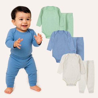 Kit 6 peças body bebê menino manga longa calça roupa de menino em Oferta na Shopee
